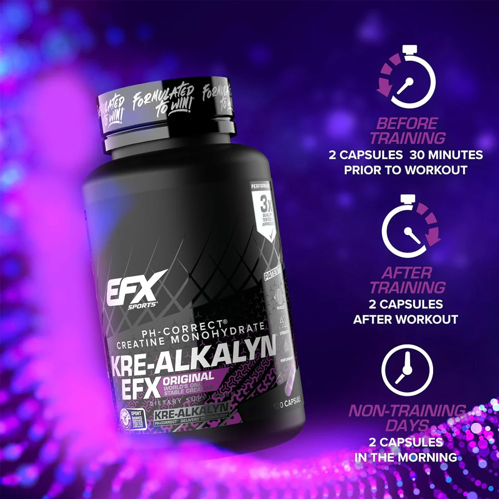 EFX Sports | Kre-Alkalyn Creatine 750 mg (120 Caps) - Image 4