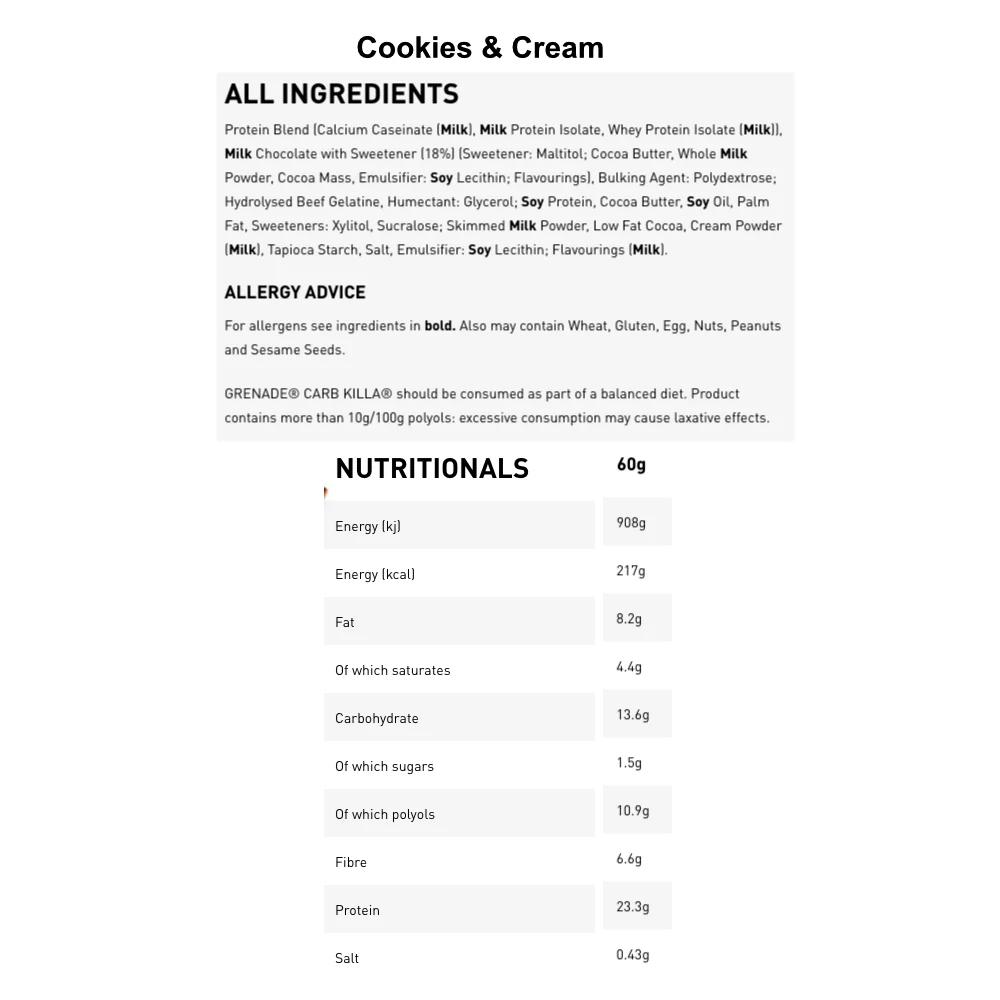 Grenade | Carb Killa Protein Bars (Box 12 Bars) - Image 14