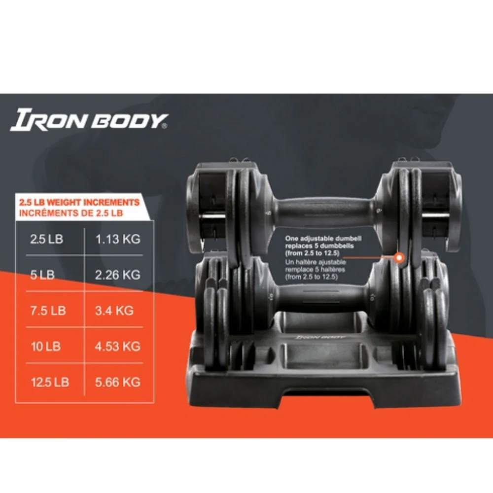 Iron Body Fitness | Adjustable Dumbbells - 25 lbs. Set (2 x 12.5 lbs.) - Image 3