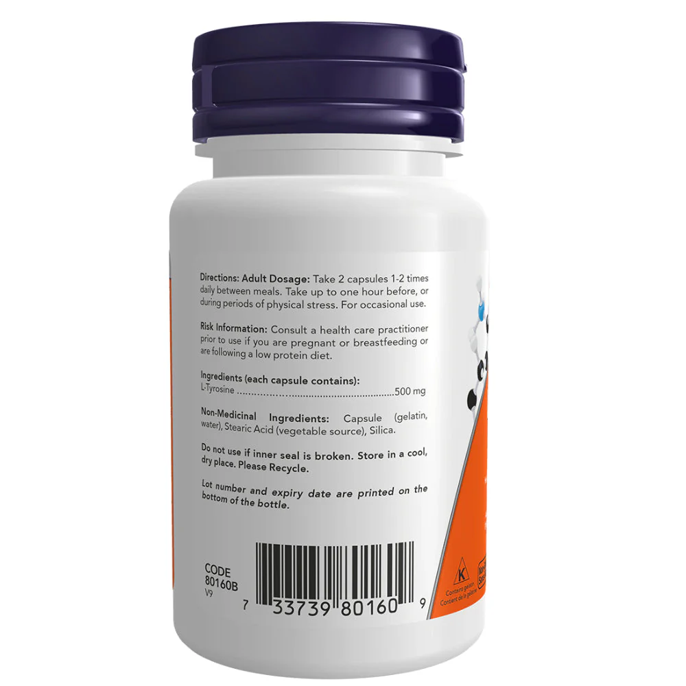 NOW Foods | L-Tyrosine 500 mg (60 caps) - Image 2
