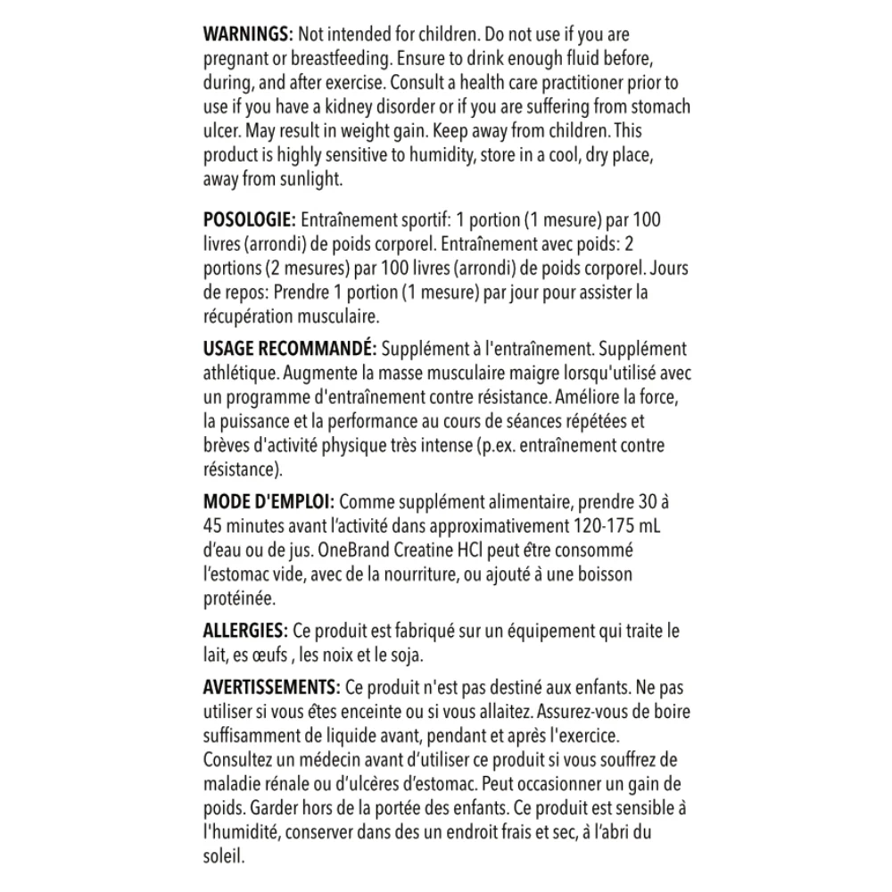 One Brand Nutrition | Creatine HCl Powder (200 Servings) - Image 7