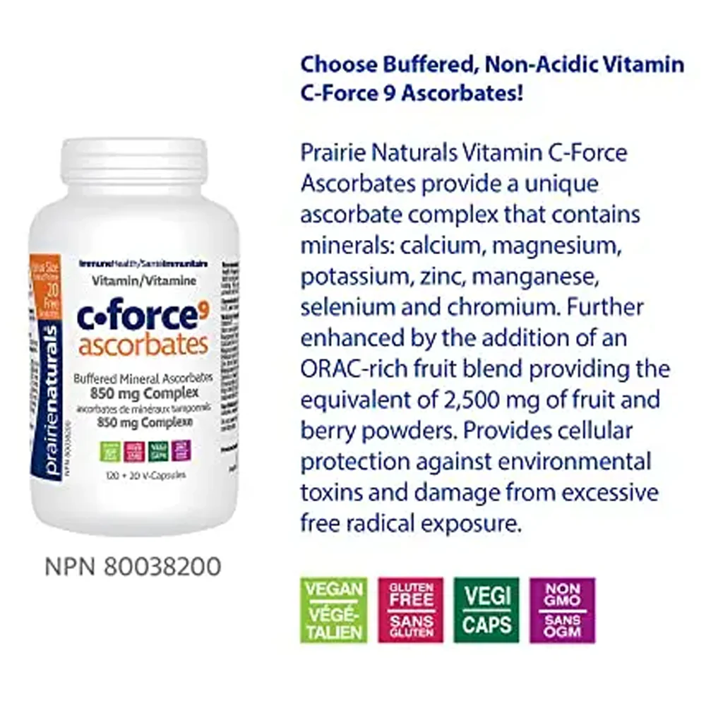 Prairie Naturals | Vitamin C-Force 9 Ascorbates (120+20 Vcaps) - Image 5