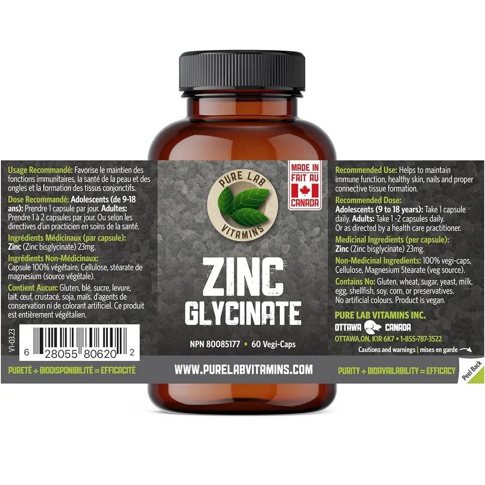 Pure Lab Vitamins | Zinc Glycinate (60 caps) - Image 3
