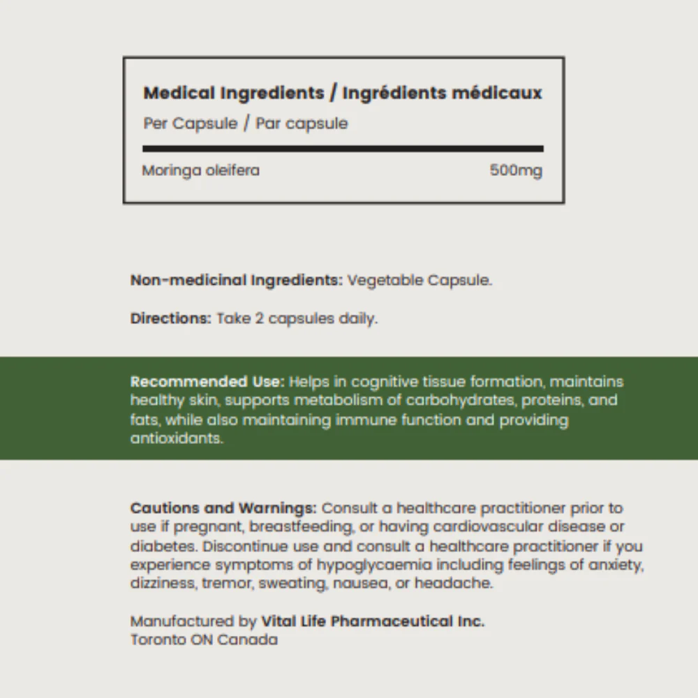 Vital Life | Organic Moringa 500 mg (120 Vcaps) - Image 6
