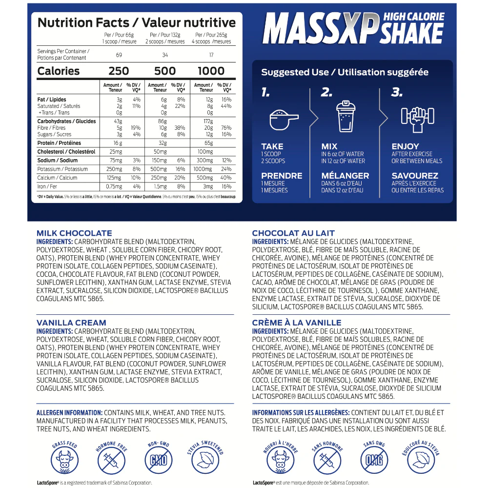 XP Labs | MASS XP High Protein Gainer Shake (10 lbs) - Image 7
